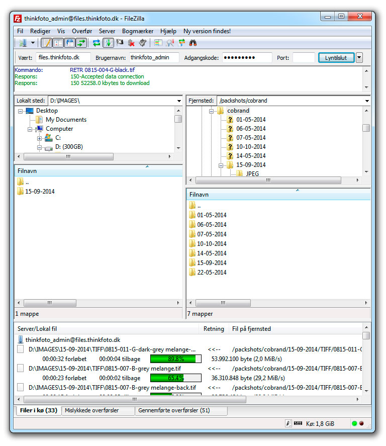 Download filer med filezilla